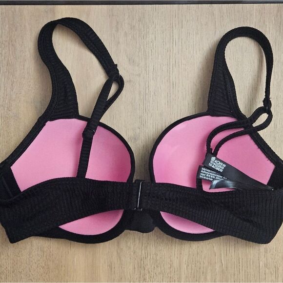Victoria's Secret PINK Ribbed Black Push Up Bikini Swim Top - Picture 4 of 7